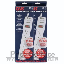 QVS 6 Port QVS Surge Protector 2 Pack - On/Off Switch - Integrated Circuit Breaker
