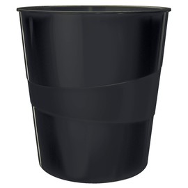 Leitz Waste Paper Bin, 15L Capacity, 100% Recyclable, Blue Angel Certfied, Recycle Range, Black, 53280095