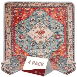 FUMMI 4 Pack Reusable Waterproof Incontinence Bed & Chair Pads, 22” x 21” Extra Heavy Absorbency, Soft Flannel Surface, Machine Washable for Dogs, Adults & Babies (Red, 22“ ×21”)