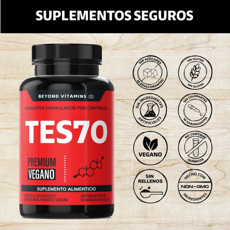 Tes70 Vitaminas Hombres Maca Negra Peruana Fenogreco Creatina Arginina Cúrcuma