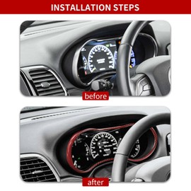 Hoolcar Central Control Dashboard Bezel Cover for 2014-2021 Jeep Grand Cherokee, ABS Interior Accessories, Red Carbon Fiber