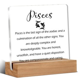 Zodiac Gifts for Women Men, February March Birthday Gifts for Women Men Friend, Unique Home Decor Office Desk Sign Keepsake