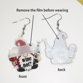 Zhang shine Celebrate Wine Earrings Wine Glasses Earrings Why Not Wine Acrylic Cute Gnome Funny Red Wine Earrings Party Jewelry Gift for Women