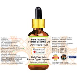 Greenwood Essential Pure Japanese Cypress Essential Oil (Chamaecyparis obtusa) with Glass Dropper Natural Therapeutic Grade Steam Distilled 30ml (1 oz)