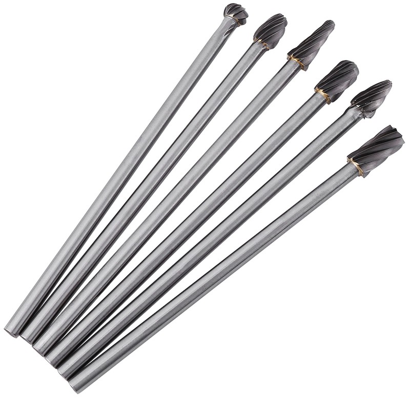 6pcs Tungsten Carbide Aluminum Rotary Files Burr Set 6mm Shank