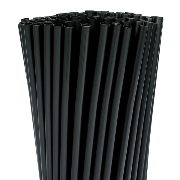 Black Straws,200 Pcs Long Disposable Plastic Drinking Straws. (0.23''diameter and 10.2"long)-Black