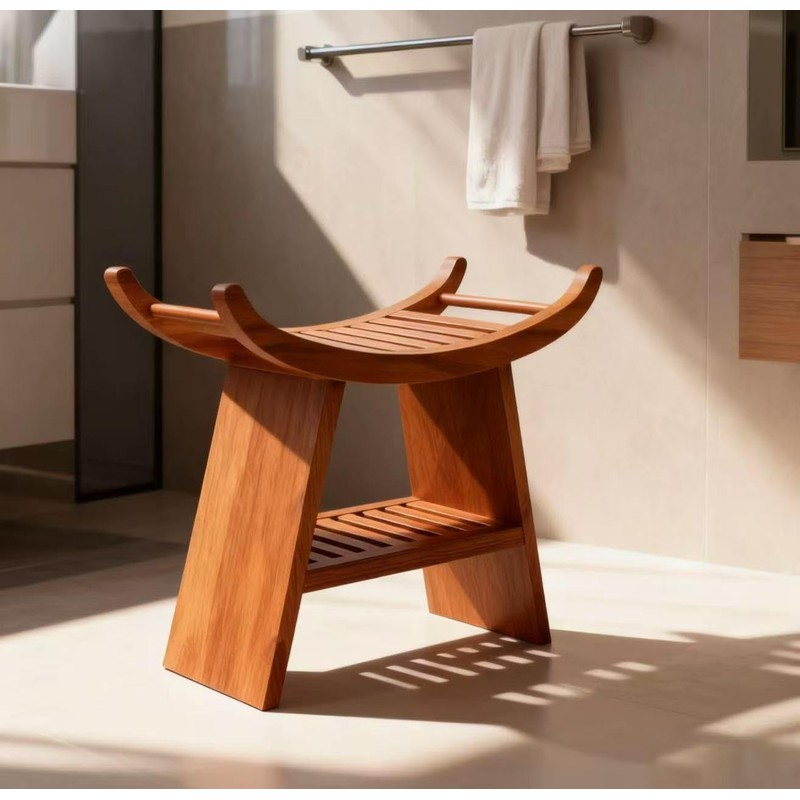 23" Teak Shower Bench Shoe Storage Bench Teak Shower Stool