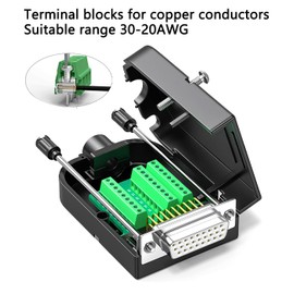 Solderless DB26 Female Breakout Connector High Density D-Sub 26 PIN Connectors Hdb26 Adapter to Terminal Connector Signal Module with Bolts Nuts and Screwdriver
