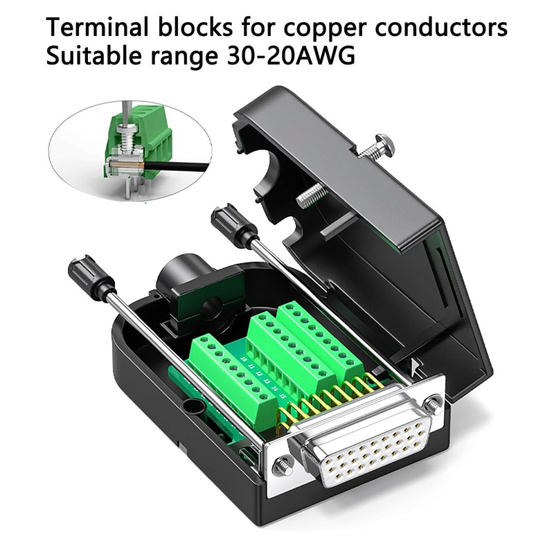 Solderless DB26 Female Breakout Connector High Density D-Sub 26 PIN