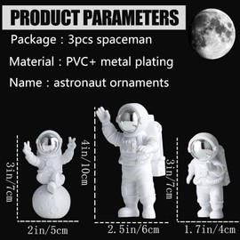 GmwyCzV 3 Stück Astronauten Ornamente,Miniatur PVC Astronautenmodell,Astronauten Figur Spielzeug Modellbausatz für Kinder Und Erwachsene,Dekoration für Zuhause,Büro,Weltraum Thema Party