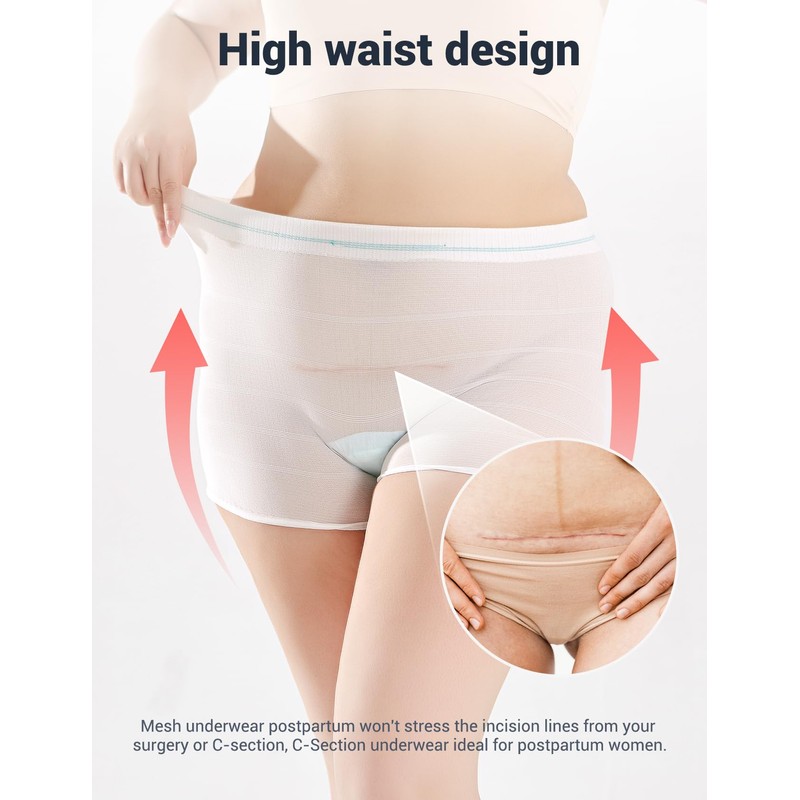 HANSILK Mesh Postpartum Underwear 12 Pack High Waist Reusable Post