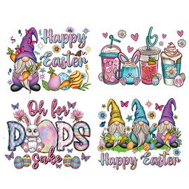 Easter Iron on Patches Easter Bunny Egg Gnome Iron on Patches for Clothing Cute Heat Transfer Stickers for Boys Girls Women Men T-Shirt Jacket Hoodies Jeans Pillow Covers Backpack DIY Decorations