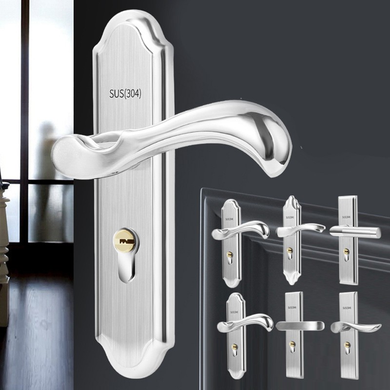 Stainless Steel Handle Door Lock Mechanical Magnetic Security Entry Lever