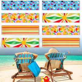 8 Pack Towel Bands for Beach Chairs Cruise Towel Clips for Lounge Beach Pool Chairs Towel Strap Holder Elastic Windproof Beach Accessories for Summer (Rainbow Style, 11.81 x 1.97 Inch)
