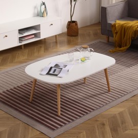 Udorich Arc-Shaped Coffee Table, Modern Irregular Oval Design, Ample Space for Decor and Essentials, Living Room Furniture,