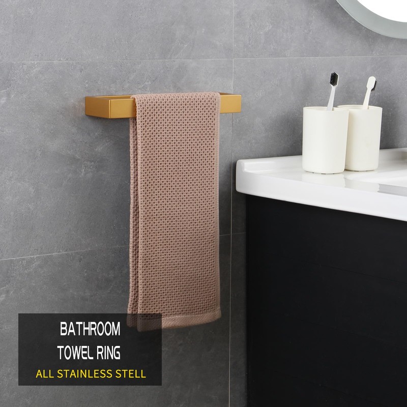GERZWY Bathroom 2-Piece Accessory Set Gold Stainless Steel Toilet Paper