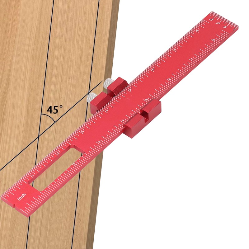 8in Woodworking Marking Ruler Multifunctional Aluminum Alloy Portable Woodworking Scribing
