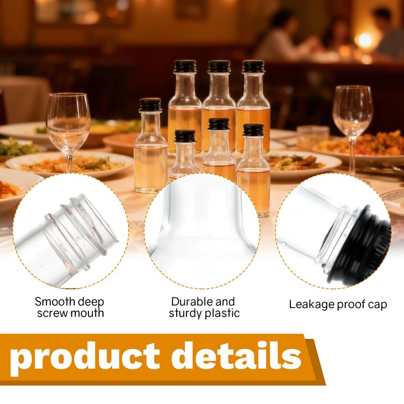 YUDAWN 60 Pack Mini Plastic Bottles, 25ml Small Miniature Alcohol