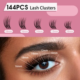 Mayhug Lash Clusters Kit, 144PCS 3D Fluffy Lashes Extension Kit, 10-18mm Super Soft Lashes Clusters Reusable 7 Times, Easy DIY Cluster Eyelash Extensions Kit at Home (Triumph Kit)