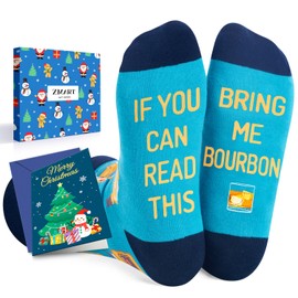 Zmart Christmas Gifts Stocking Socks for Men - Bourbon Socks for Bourbon Lovers, Bourbon Gifts Stocking Stuffers Greeting Card for Him Dad