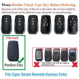 SANRILY PU Leather+Zinc Alloy 3/4/5/6 Button Key Fob Cover Fit for Toyot Land Cruiser 2023 2022 Venza RAV4 Prime Hilux Fortuner Tundra Corolla Sequoia Keyless Key Holder with Keychain Silver-Blue