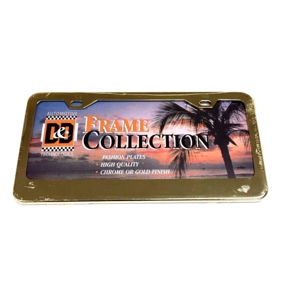 D&D PLAIN KARAT GOLD COLOR HEAVY METAL LICENSE PLATE FRAME