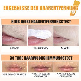 Gesichtshaarentfernungscreme, Oberlippenhaarentfernung für Frauen, Sanft Effektiv Enthaarungscreme für Gesicht Körper, Schmerzfreie & Wirksame Haarentfernung, Körperhaarentfernungscreme für Oberlippe