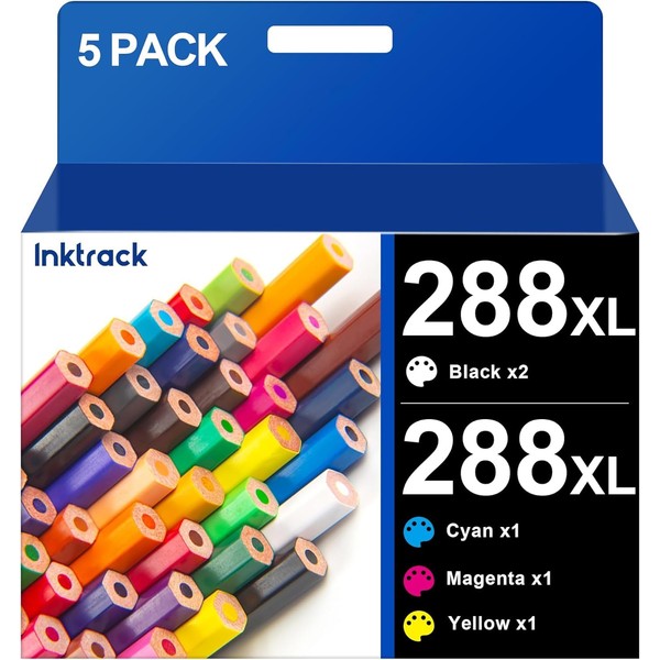 288XL Ink Cartridges 5 Pack Remanufactured for Epson 288 XL