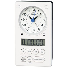 Seiko Clock Table Clock, 01: White Pearl, Body Size: 4.6 x 2.6 x 1.5 inches (118 x 67 x 38 mm), Alarm Clock, Hyakumu Calculation, Hideo Kagayama, Study Time Biz KR514W