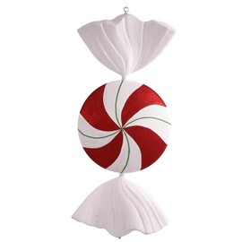 Vickerman 37" Red-White-Green Peppermint Swirl Glitter Candy Christmas Ornament - Large Peppermint Ornaments - Versatile - Seasonal Holiday Decoration