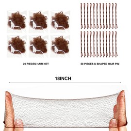 Hair Accessories Set for Buns: Hair Nets Kit with 20 Net and 50 Pin Invisible Bun Hairnet and Bobby Pins Mallas Para El Cabello Hairnets for Women Girls Ballet Dark Brown Dance Recital Essentials