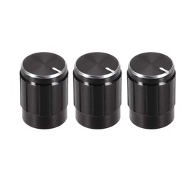 sourcing map 3 x Aluminium Volume Control Potentiometer Knurled Shaft Rotary Knob 13 mm x 17 mm Black