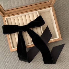 Mirhua Ribbon, Hair Accessory, Velvet, Stylish, Black, Ribbon, Barrette, Cute, Ponytail Hair Clip
