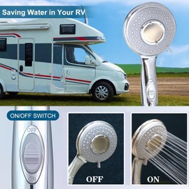 sisiten RV Shower Head with Hose and on off switch - High pressure shower head replacement for Bath room、RV、Motor home、Boat、Travel Trailer and Camper - with Stainless Steel 60'' Hose and bracket