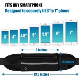 Running Belt, Waist Pack, Runners Fanny Pack, Sports Belt Pack, Run Waist Belt, with Adjustable Band and Reflective Strip, Ultra Light Fitness Belt, Waterproof Running Waist Pack, for Women and Men