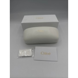 Chloé CHLOE LARGE White HARD SUNGLASS CASE w WHITE BOX CARD & CLEANING CLOTH D10