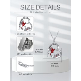 Dorunmo Red Cardinal Necklace 925 Sterling Silver Cardinal Bird Pendant Necklaces Cardinal Jewelry Gifts for Women Wife Friends