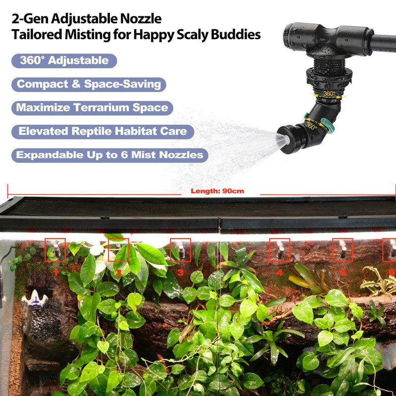 J&A Reptile Mister, Automatic Misting System for Terrarium with Adjustable