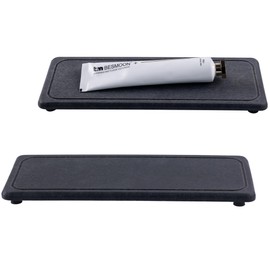 NiuYichee 2 Pcs Water Absorbing Stone Trays, Kitchen/Bathroom Sink Soap Dish, Diatomite Tray Used for Hand Soap & Cosmetic Bottles in The Modern Home, 4" W x 10.2" L, Dark Gray