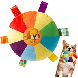 PROKEI Plush Pet Dog Flying Discs Chew Toys, Interactive Tug of War Dog Toys with Bells Inside,Turntable Pattern Washable Bite-Resistant Pet Toys for Dogs - Color: Chick