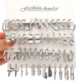 Awvuq - 24 Pare Aretes Con Piercing Pendientes Joyeria Mujer Joyeria Plateado