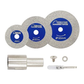 SHDIATOOL Mini Glasses Cutting Disc 30/40/50MM with M14 Flange and Screwdriver, 1mm Ultra-Thin Diamond Cutting Blade Wheel for Cutting Glass, Jade, Crystal, Ceramics and etc, 3Pcs