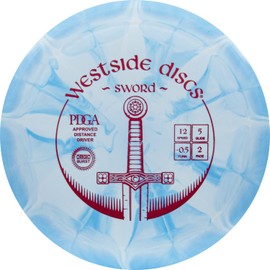 Westside Discs Origio Burst Sword Disc Golf Disc | User Friendly and Controllable Disc Golf Disc | Straight Flying Distance Driver | 170g Plus | Stamp Color Will Vary (Blue)