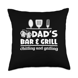 Dad's Bar and Grill Chilling and Grilling Father's Day Throw Pillow