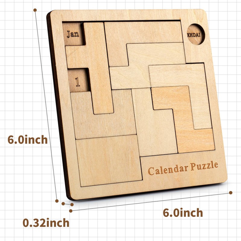 Daily Calendar Puzzle Wooden，Jigsaw Puzzle Board for Adults,Challenge 365+ for