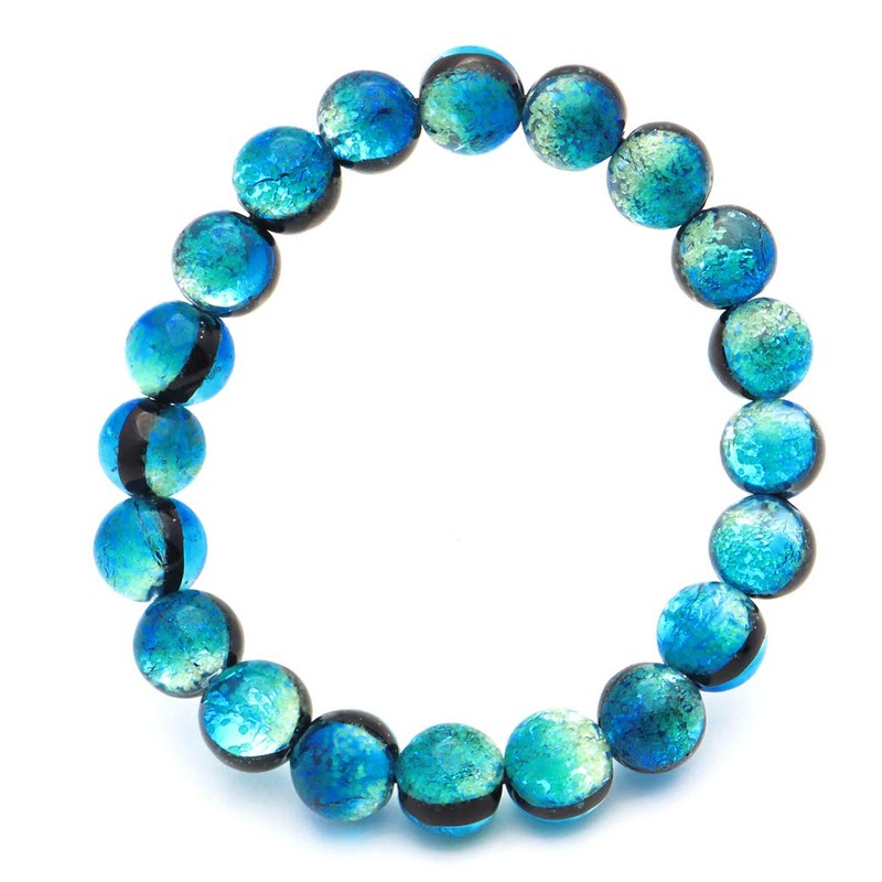Gold Stone Luminous Hateruma Blue Firefly Glass Bracelet 0.4 inch