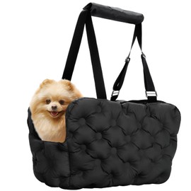 Dog Purse Carrier for Small Dog Cats, Soft Quilted Puppy Carrier Soft-Sided Carriers Bag, Luxury Stylish Small Dog Cat Travel Tote for Pets Up to 11 lbs (Black, 15.7" L x 7.9" W x 7.1" H)