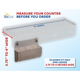 SiliSink Silicone Edge Guard for Kitchen Sink - Fits 3.75” - 4” Wide - The Original Silicone Sink Edge Protector with Sponge Caddy - Splash Guard, 14” Frosted Matte
