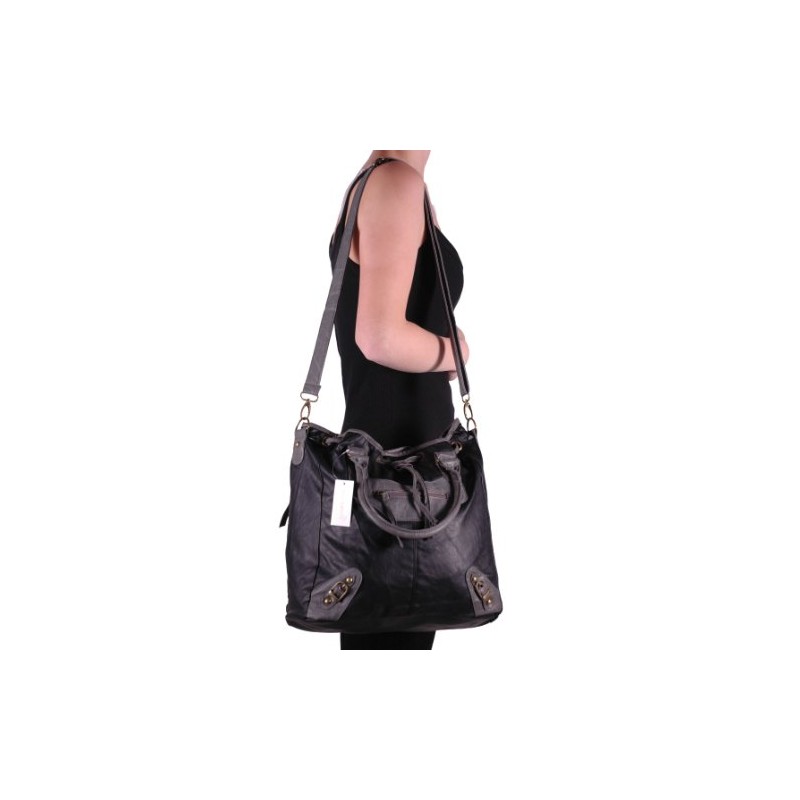 EyeCatch - Jenna Faux Leather Cross Body Duffle Bag ShoulderBag