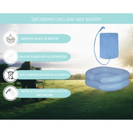 Inflatable Hair Wash Basin with Integrated Cushion, Water Reservoir Hand Shower Home Shampoo Tray for Bedridden, Disabled or Elderly